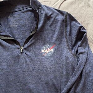 NASA Meatball Logo Quarter Zip Pullover Augusta Sportswear Blue Space Women Sz S